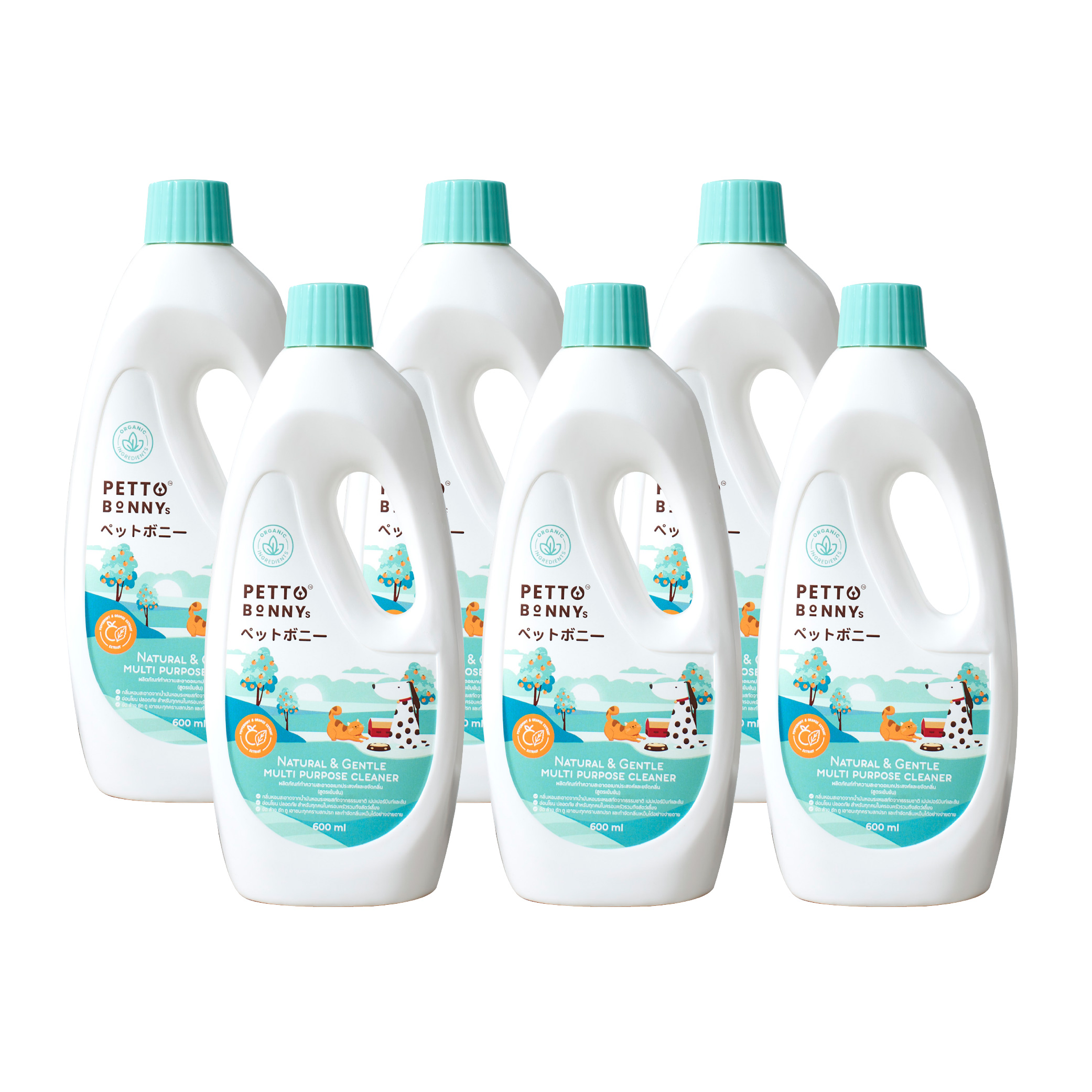 น้ำยาทำความสะอาดอเนกประสงค์ PETTO BONNYS สูตรเข้มข้น กลิ่นเปปเปอร์มินต์และส้ม 600 มล.